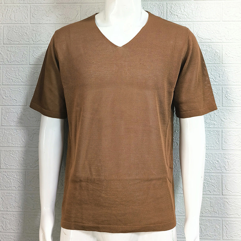 V-neck Short Sleeve Slim-fit Knitted Top