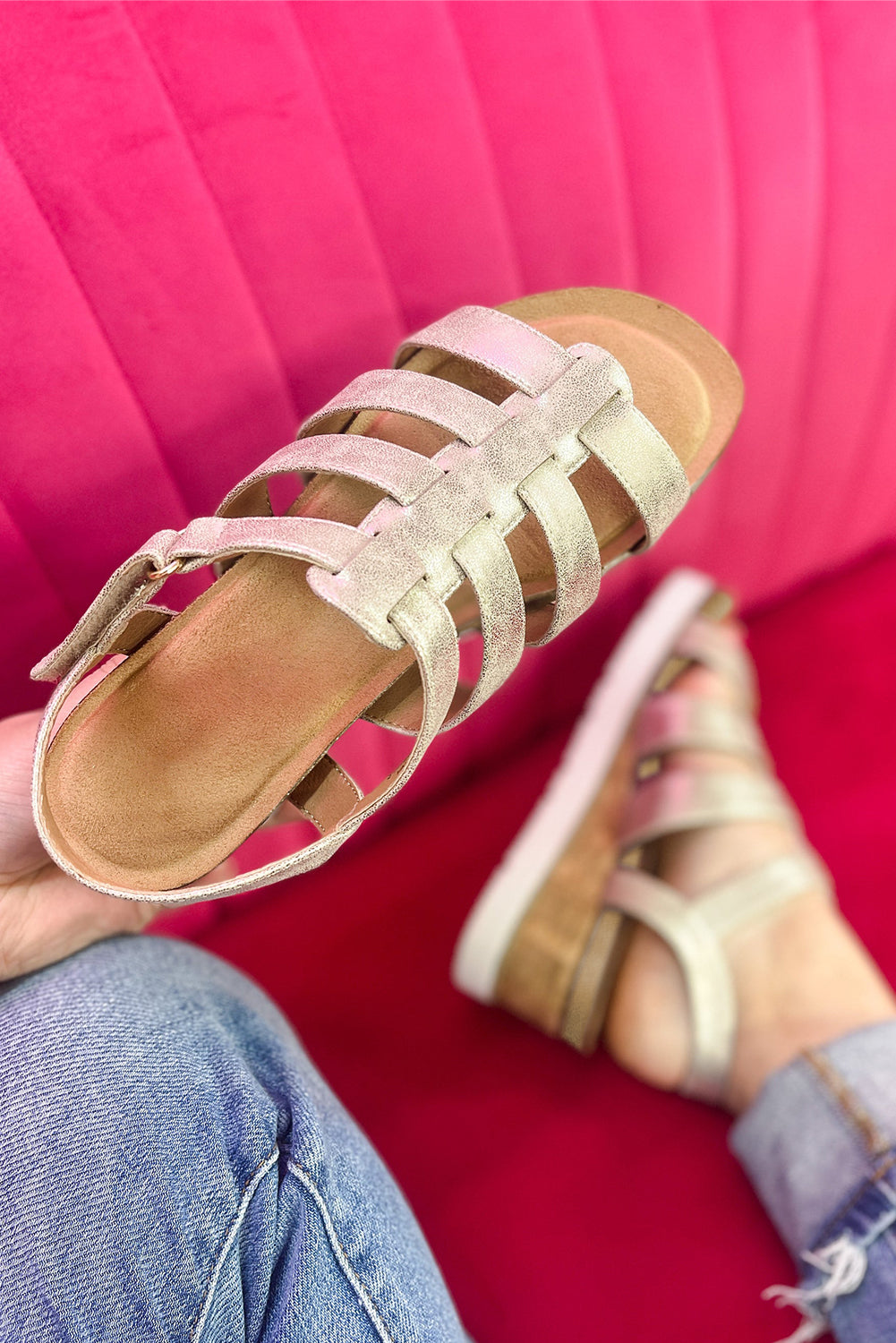 Wedge sandals with sleek straps.