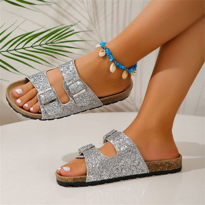 Double Buckle Leisure Outdoor Slippers Slides