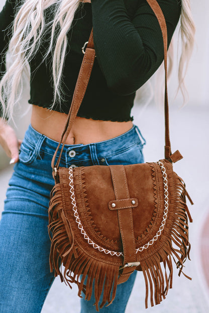 Chestnut Fringed Saddle Bag