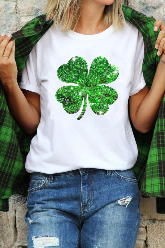 St. Patrick's Day tee with sequin clover