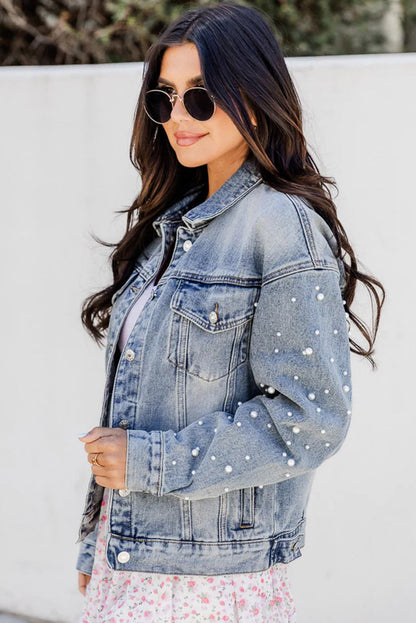 Stylish denim jacket with bead detailing