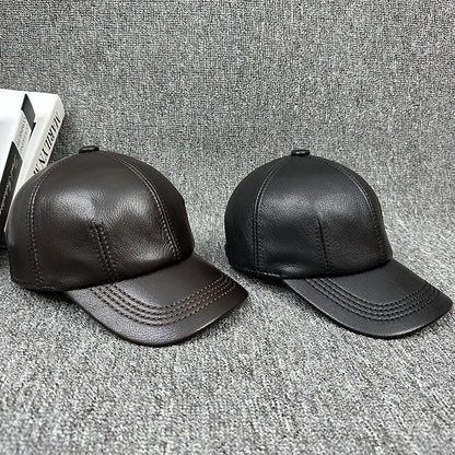 Versatile men's leather baseball cap