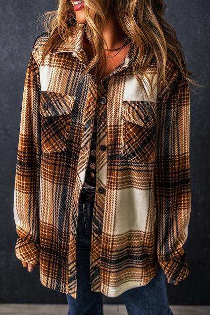 Plaid flap pocket shacket