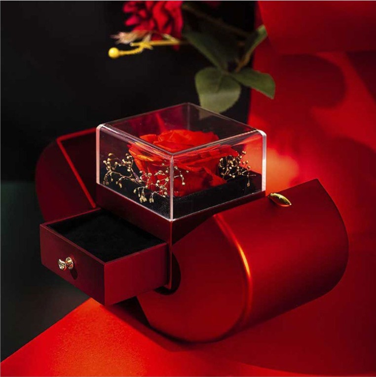 Jewelry Box Red Apple Gift Necklace Eternal Rose