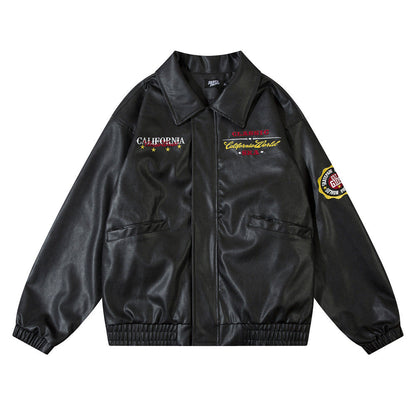 Stylish motorcycle jacket with embroidery