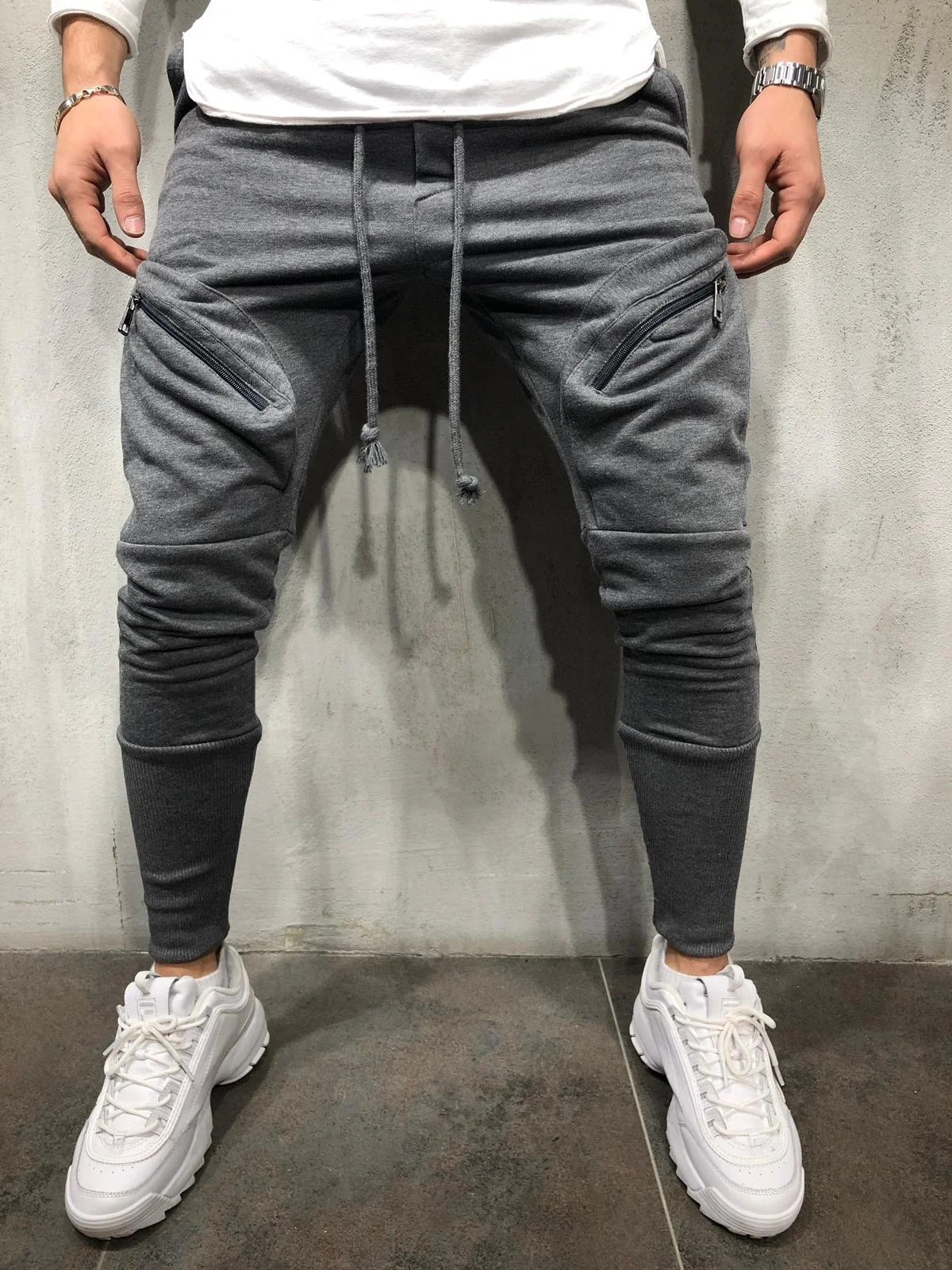 Men Sports Zipper Casual Pants