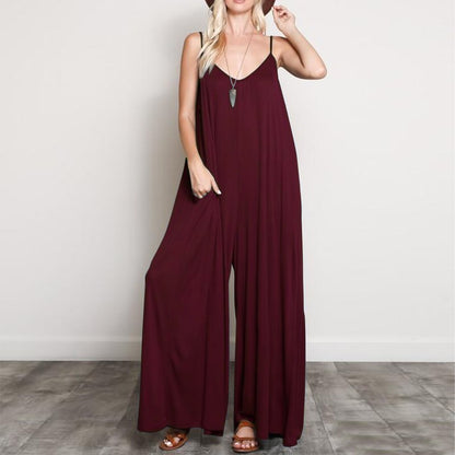 Summer V Neck Long Jumpsuits