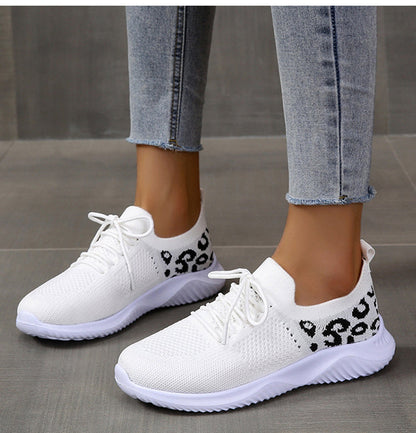 Leopard Print Lace-up Sneakers Sports