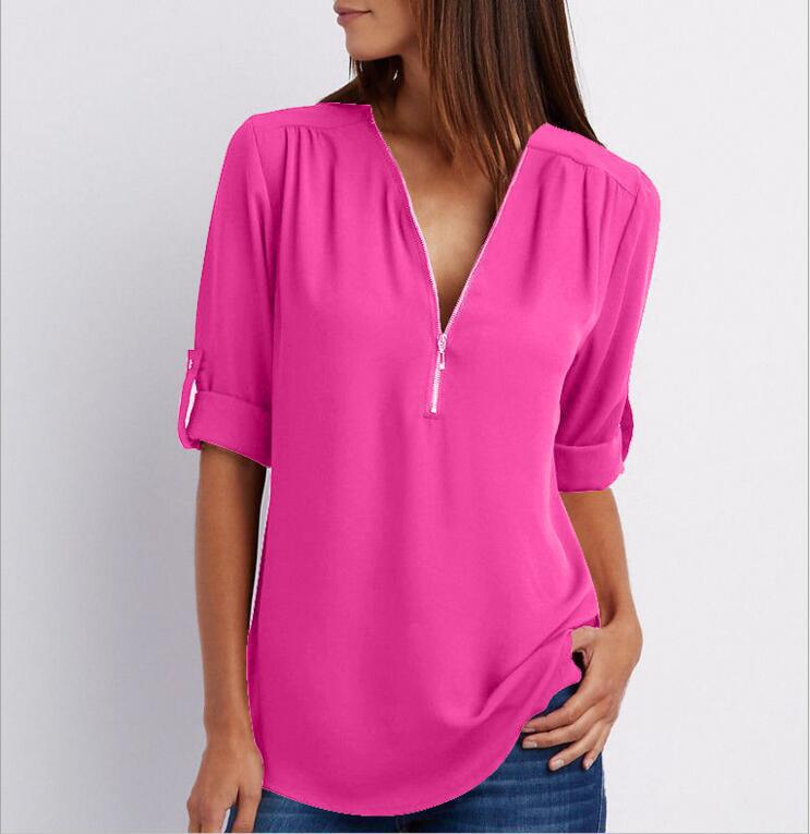 Zip V-neck Shirts