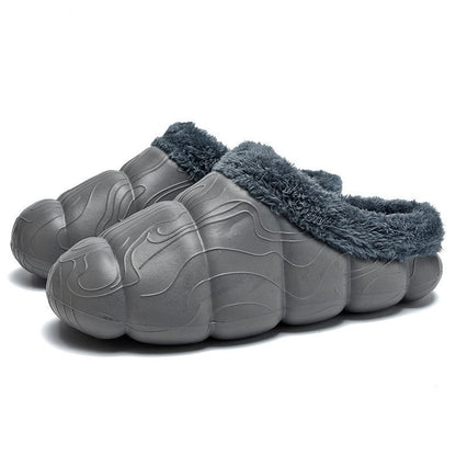 Cozy fleece-lined indoor platform slippers