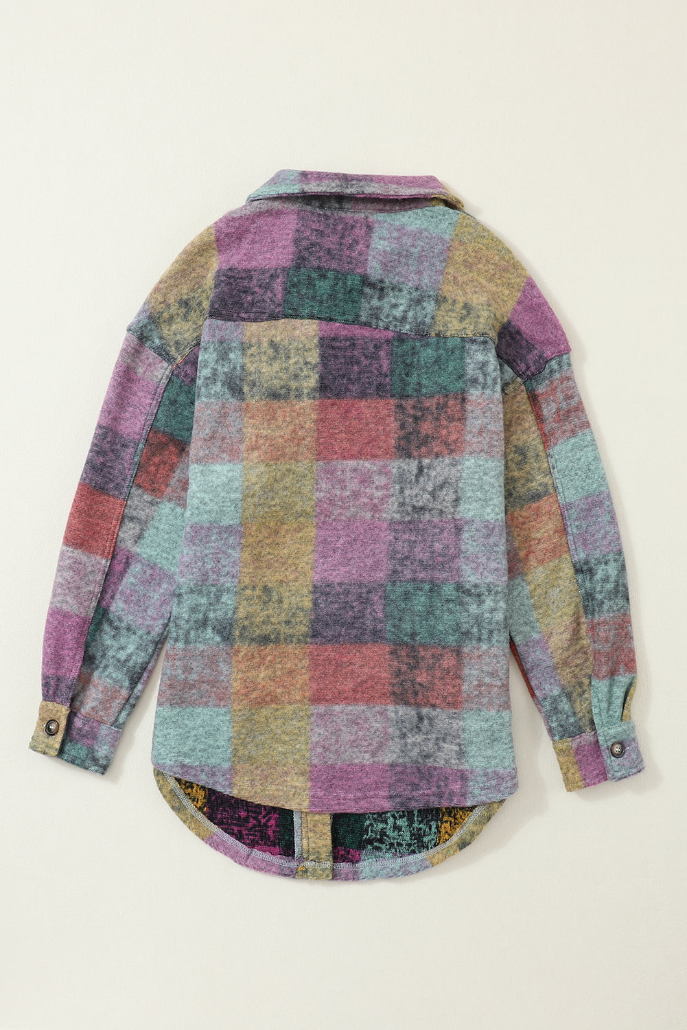 Multicolor oversized shacket, brushed plaid.