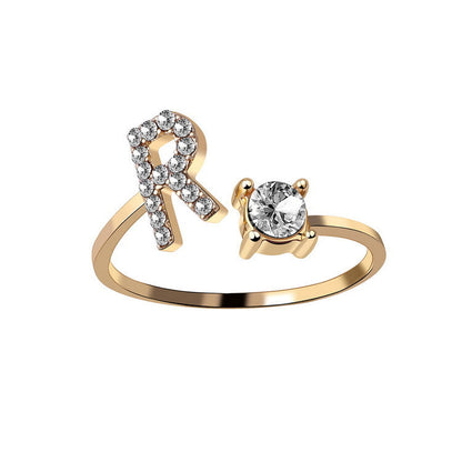 New Design Adjustable Initial Letter Ring