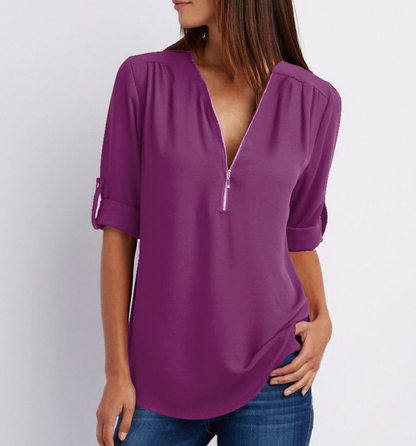 Zip V-neck Shirts