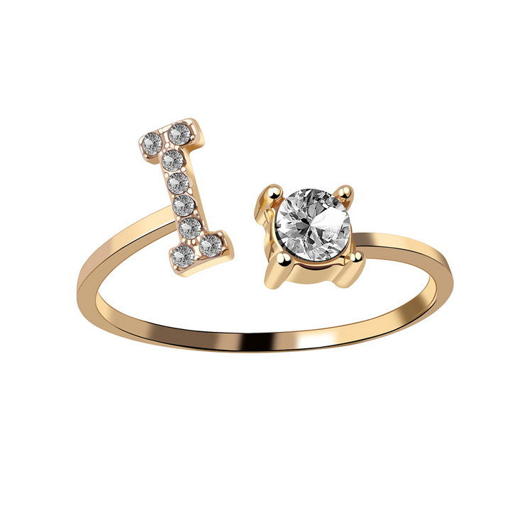 New Design Adjustable Initial Letter Ring