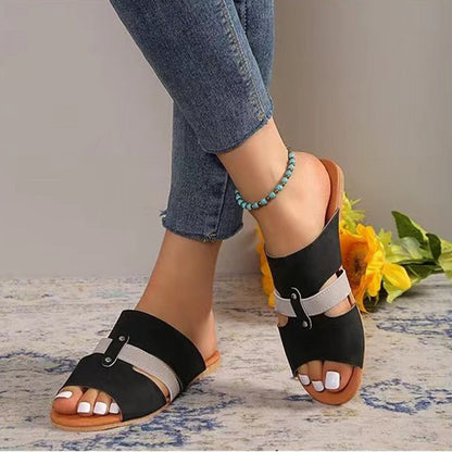 Fish Mouth Sandals With Belt Buckle Design Slippers