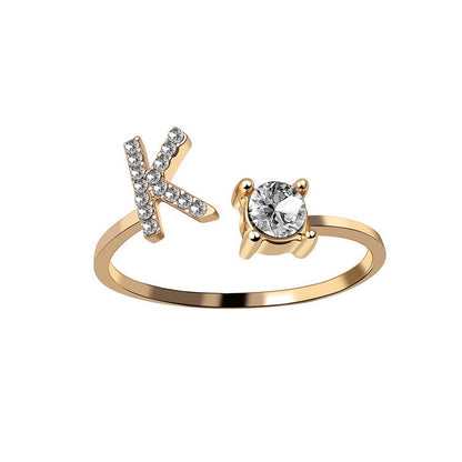 New Design Adjustable Initial Letter Ring