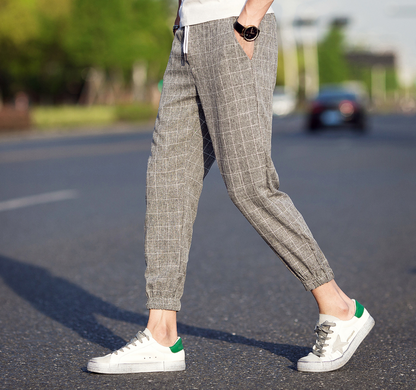 Ankle-Length Plaid Pants Men