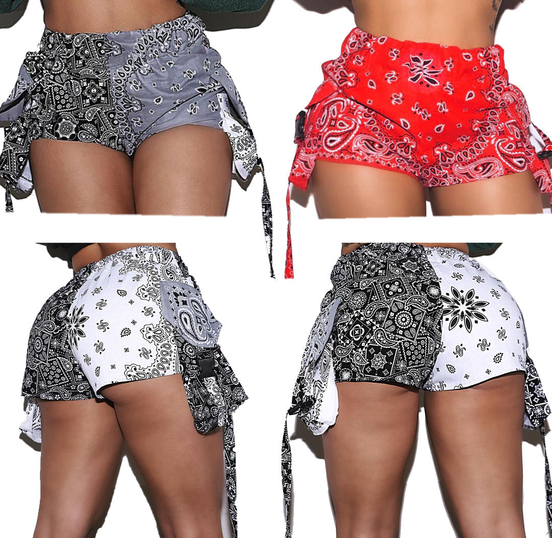 Stretch High Waisted Bandana Shorts