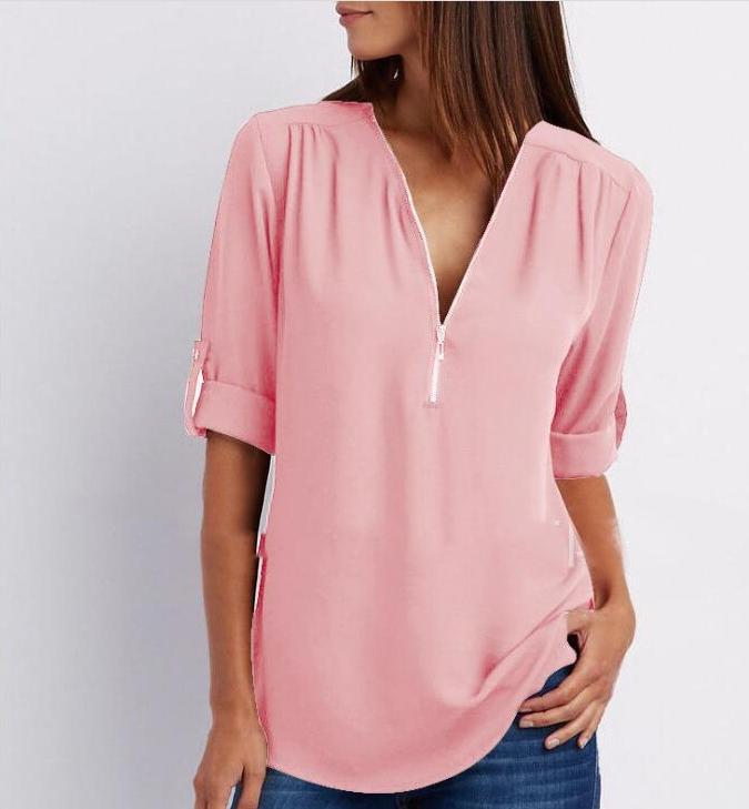 Zip V-neck Shirts