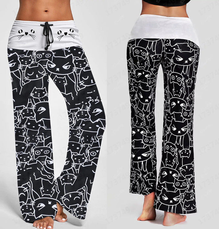 Digital Printing Wide Leg Pants