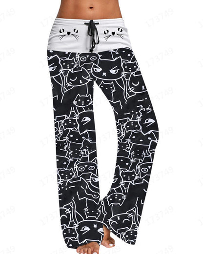 Digital Printing Wide Leg Pants