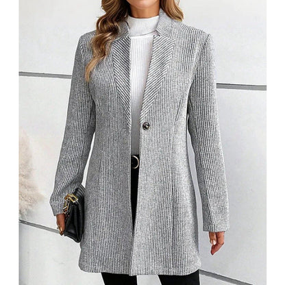 FallWinter Slim Jacquard Stitching Temperament Commute Women's Woolen Coat