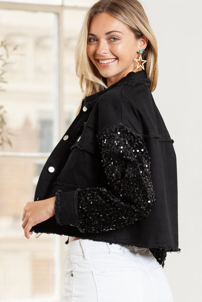 Sequin sleeve denim dazzle