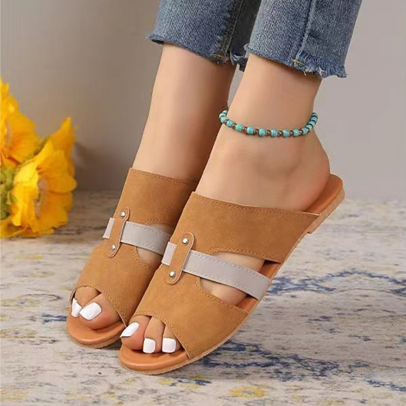 Fish Mouth Sandals With Belt Buckle Design Slippers