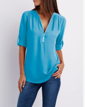 Zip V-neck Shirts