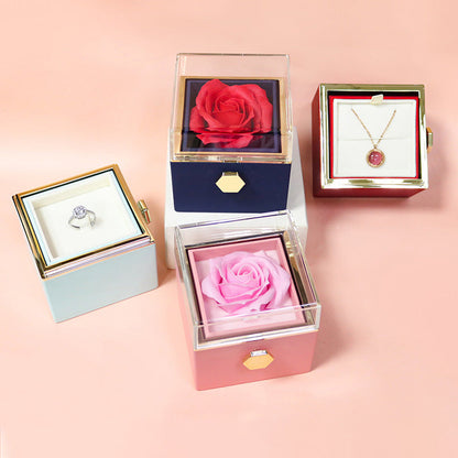 Rotating Soap Flower Rose Jewelry Packaging Box Gift For Women