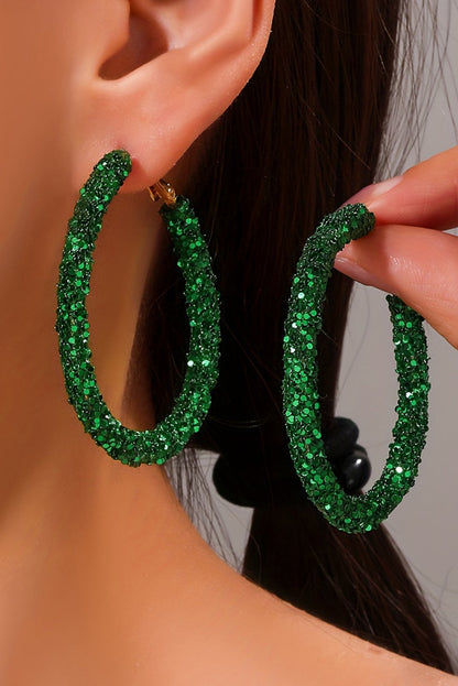 St. Patrick's sequin hoop earrings, green.