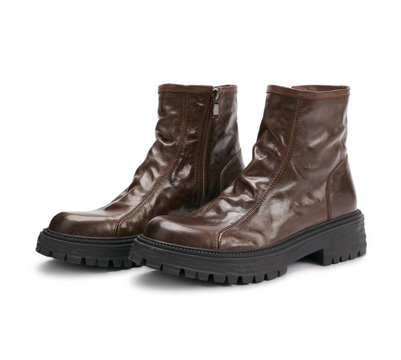 Autumn/Winter Genuine Leather High-top Boots