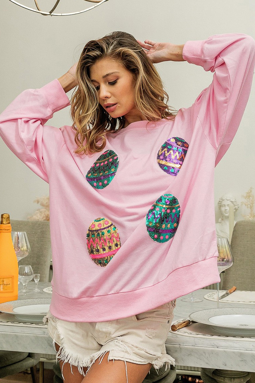 Oversized sweatshirt with Easter egg print