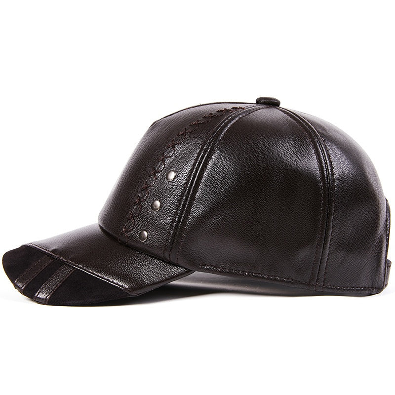 Sheepskin Korean-style leather cap