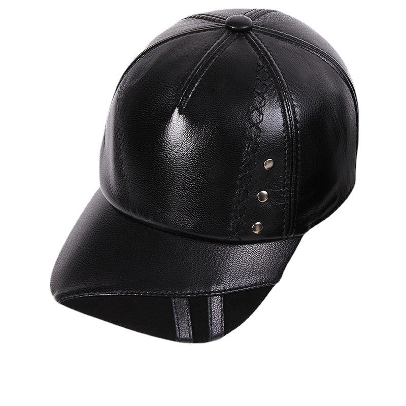 Sheepskin Korean-style leather cap