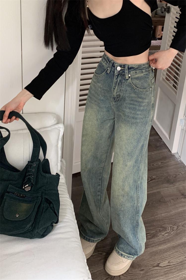 Nostalgic retro loose straight jeans