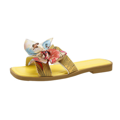 Ribbon Bow Sandals New Square Toe