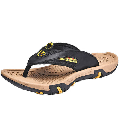 Breathable leather flip flops