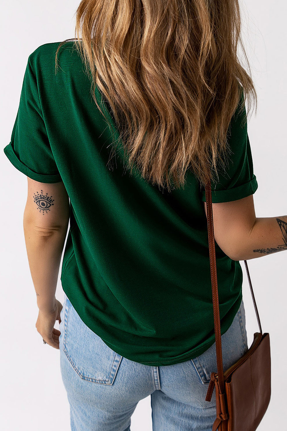 Green tee with sequin clover patch