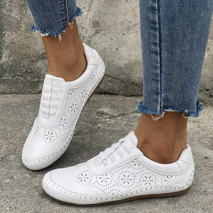 Round Head Hollow Soft Bottom Women's Flat-heeled Casual Shoes