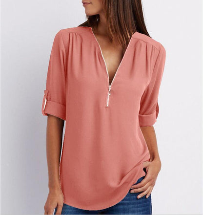 Zip V-neck Shirts