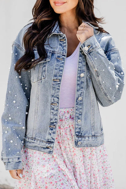 Stylish denim jacket with bead detailing