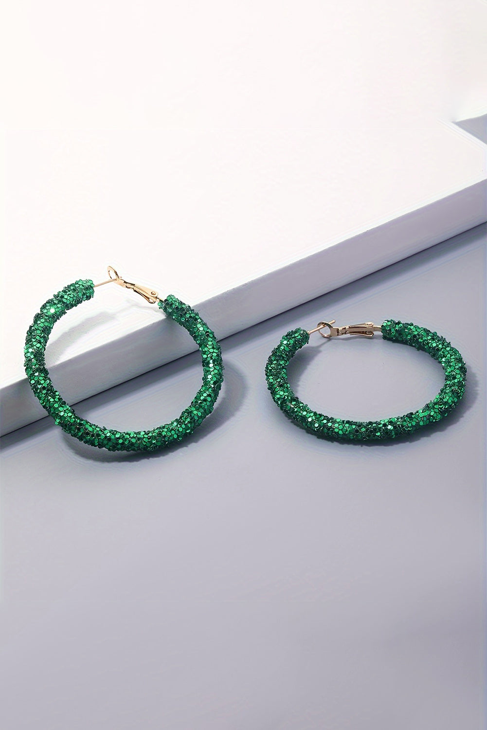 St. Patrick's sequin hoop earrings, green.