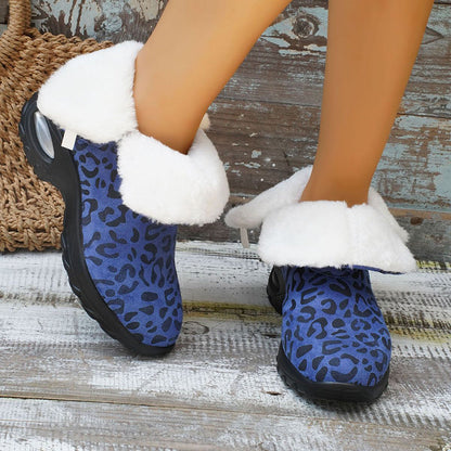 Leopard Print Boots Women's Thick-soled Warm Plush Snow