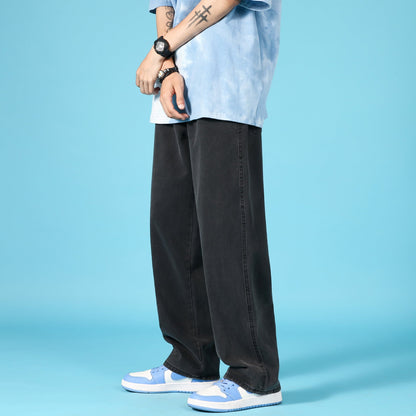 Hip-Hop Cargo Denim Trousers, Straight-Cut.