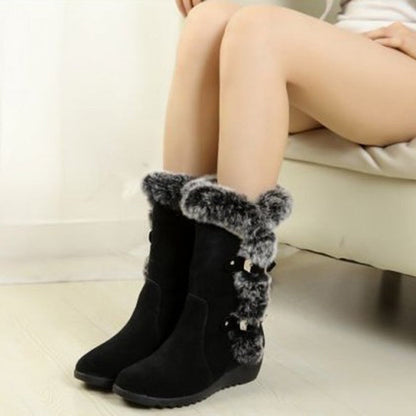 Snow Boots Mid-calf Faux Fur Plush Winter Women Boots