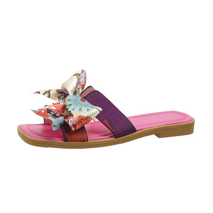 Ribbon Bow Sandals New Square Toe