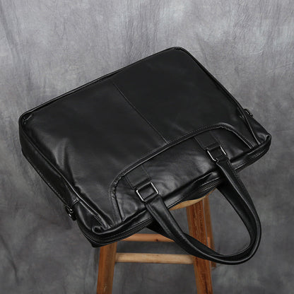 Men's Portable Leather Leisure Briefcase