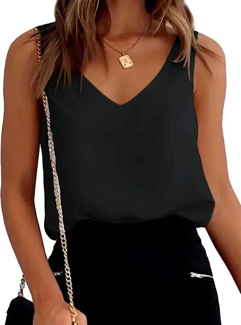 Summer V-neck sleeveless tank top.